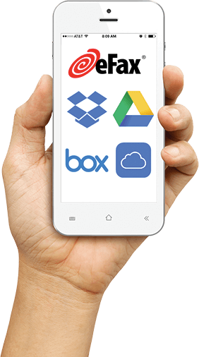 Send faxes online from cloud storage applications with the eFax® mobile app.