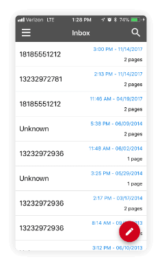 You can easily access your faxes when you need them using the app. Just enter some keywords to search through your stored faxes on your device.