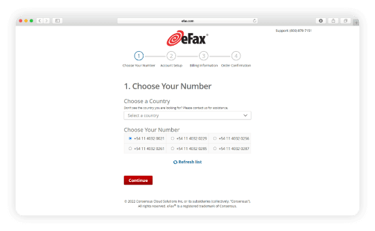 Sign up for eFax and get your unique fax number for sending and receiving faxes over the internet.