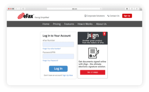 The first step to sending and receiving faxes via Gmail is to set up your online fax account. This is a simple process that hardly takes any time at all.<br><br>•	Navigate to eFax.com to set up your account using your email address <br><br>•	Click on the "Sign Up" button on the upper right-hand side of the page