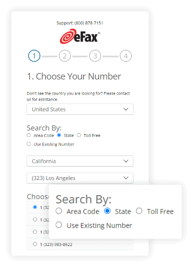 Search for a free local or toll-free fax number based on that region.